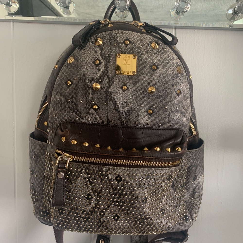 MCM reptile print backpack